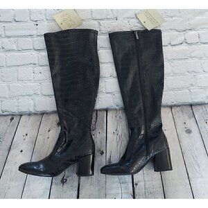 Franco Sarto Black Talfer Tall Boot/NWT, Size 5M Wide Calf